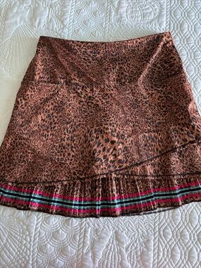 Lucky in Love Leopard Print Brown A-Line Skort with Color-Trim Hem